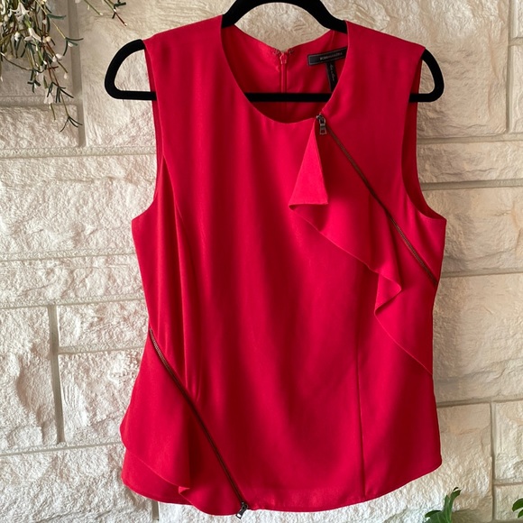 BCBGMaxAzria Tops - ♥️BCBG Maxazria Ruby Red Zipper Blouse - Medium